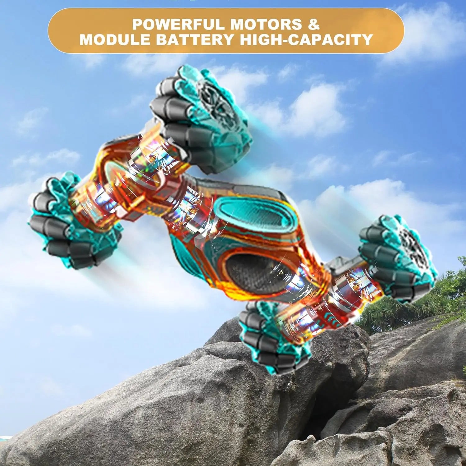 2XBATTERY 1611 MAX 1/12 Scale 4WD RC Twist Car Watch Control Car 360 Rotation 13CH RC Stunt Car Remote Control Car Vehicle Toys