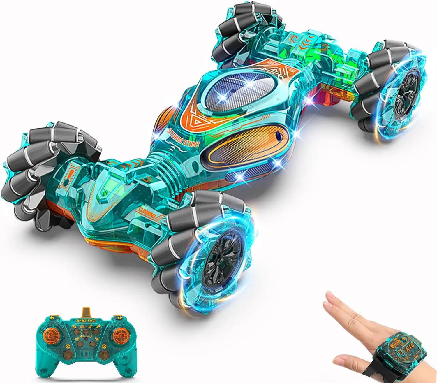 2XBATTERY 1611 MAX 1/12 Scale 4WD RC Twist Car Watch Control Car 360 Rotation 13CH RC Stunt Car Remote Control Car Vehicle Toys