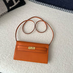 Pure hand-stitched wax thread Kelly epsom cowhide suede crossbody women's bag wallet hand-beaten copper stud crossbody backpack