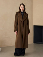 2025 Cashmere Long Coat Woolen Coat Coat Pure Cashmere Coat Double-sided Woolen Lace-up Commuter Coat for Women
