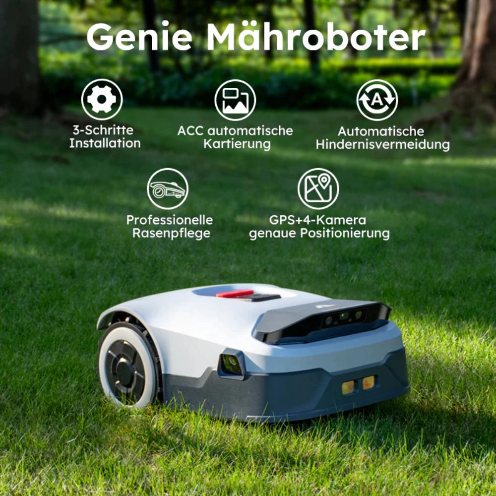 ANTHBOT Genie 600 AI Wireless Robotic Lawnmower, Max. 900 m², Full Frequency Band RTK + 4 Camera Vision Lawn Mower Robot