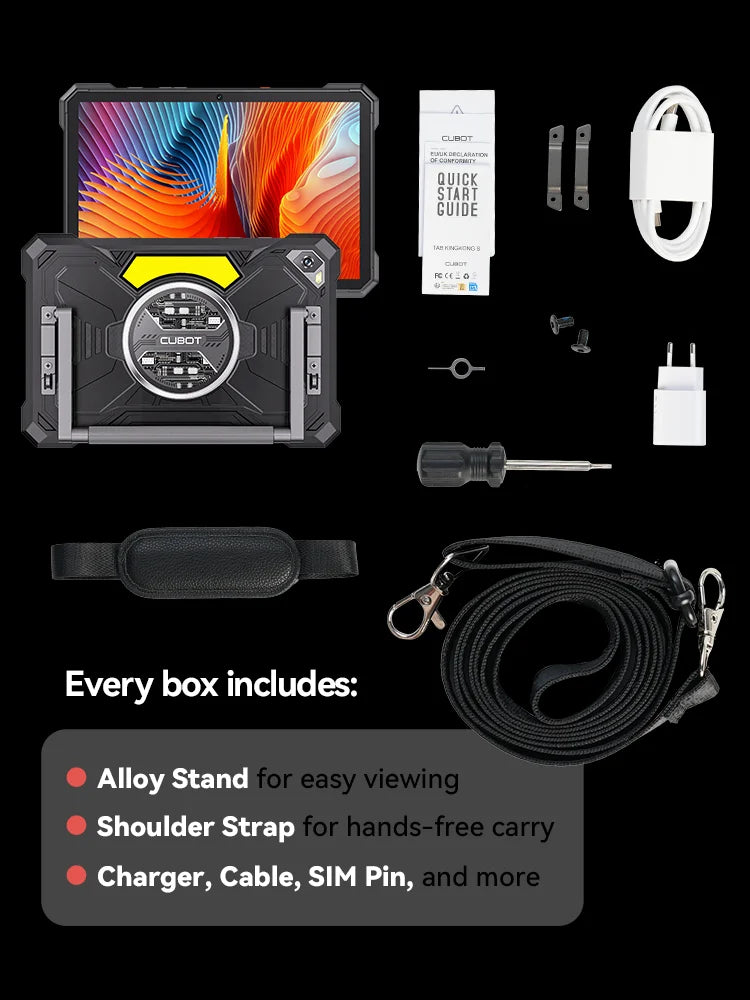 Android Tablet 15 Cubot TAB KingKong S, 15300 mAh Battery, 16GB(6+10), 256GB, 10.1-Inch 90Hz Display, Camping Light, 48MP Camera