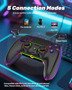 PS5 Controller,Wireless Anti-Drift Gamepad,Dual Hall Joysticks&Triggers,Macro Back Buttons,1500mAh, RGB