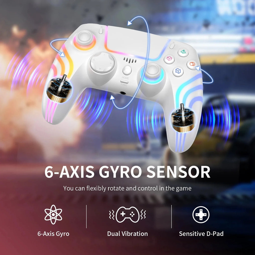 PS5 Controller,Wireless Anti-Drift Gamepad,Dual Hall Joysticks&Triggers,Macro Back Buttons,1500mAh, RGB