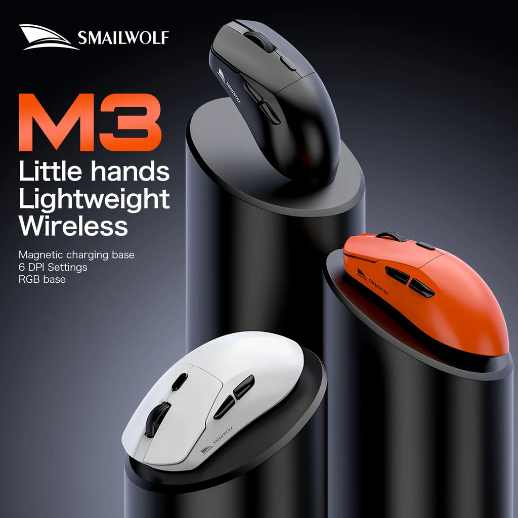 SMAILWOLF M3 PRO Wireless Bluetooth Three-Mode Mouse E-Sports Gaming Laptop Desktop PAW3311 Wired Home Lightweight FPS