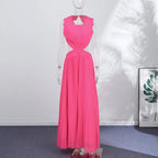 Backless Women Dress Cross Waist Long Dress Sleeveless Backless dresses A Line Ruched Evening Gown  Elegant Party Gown 2026 New