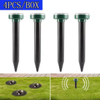 4PCS Solar Powered Ultrasonic Mouse Mole Repeller Rodent Deterrent Vibration Wave LED Lights For Yard Garden Park Farm Outdoor
