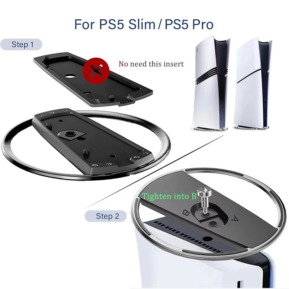 Portable Metal Vertical Stand for PS5 & PS5 Slim Digital Disk Version Anti-Slip Base Holder for Playstation 5 Pro Game Console