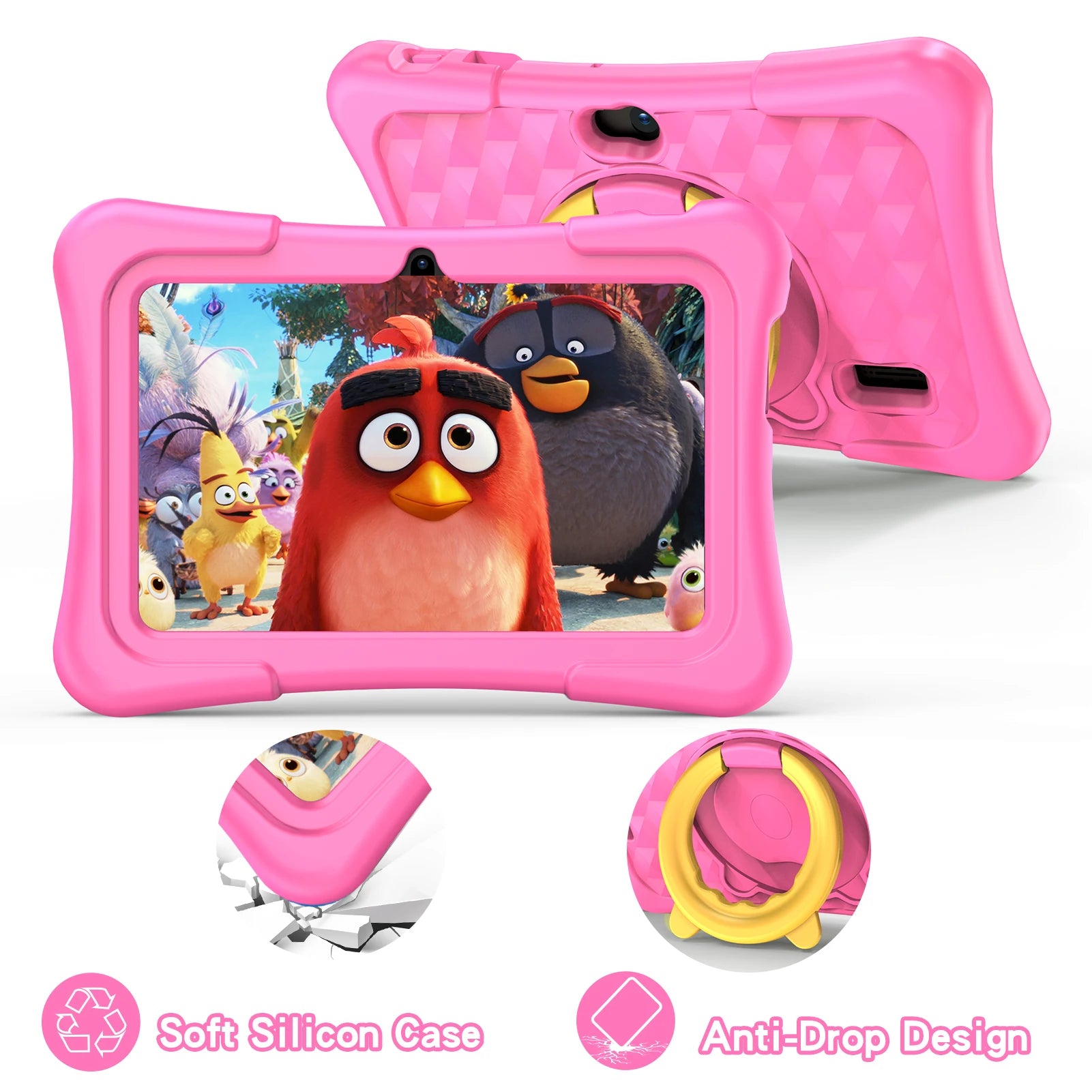 PRITOM Kids Tablet 7 Inch Android 13 32 GB WiFi Bluetooth Dual Camera Educational Software Installed with Proof Case