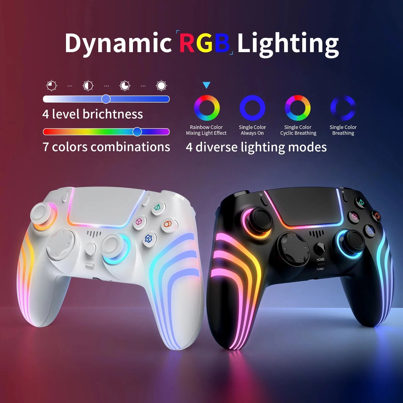 PS5 Controller,Wireless Anti-Drift Gamepad,Dual Hall Joysticks&Triggers,Macro Back Buttons,1500mAh, RGB