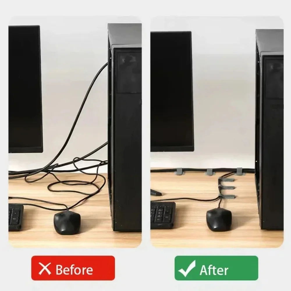 10/20Pcs Self Adhesive Reusable Cable Ties Wire Organizer Storage Stand Mouse Earphone Data Cord Desktop Tidy Management Winder
