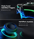 PS5 Controller,Wireless Anti-Drift Gamepad,Dual Hall Joysticks&Triggers,Macro Back Buttons,1500mAh, RGB