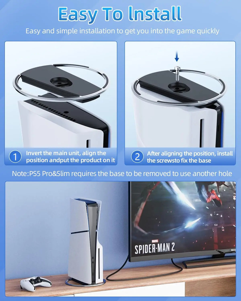 2025 New Vertical Stand for PS5 Consoles Playstation 5 Slim Base Accessories for PS5 Pro Console Disc and Digital