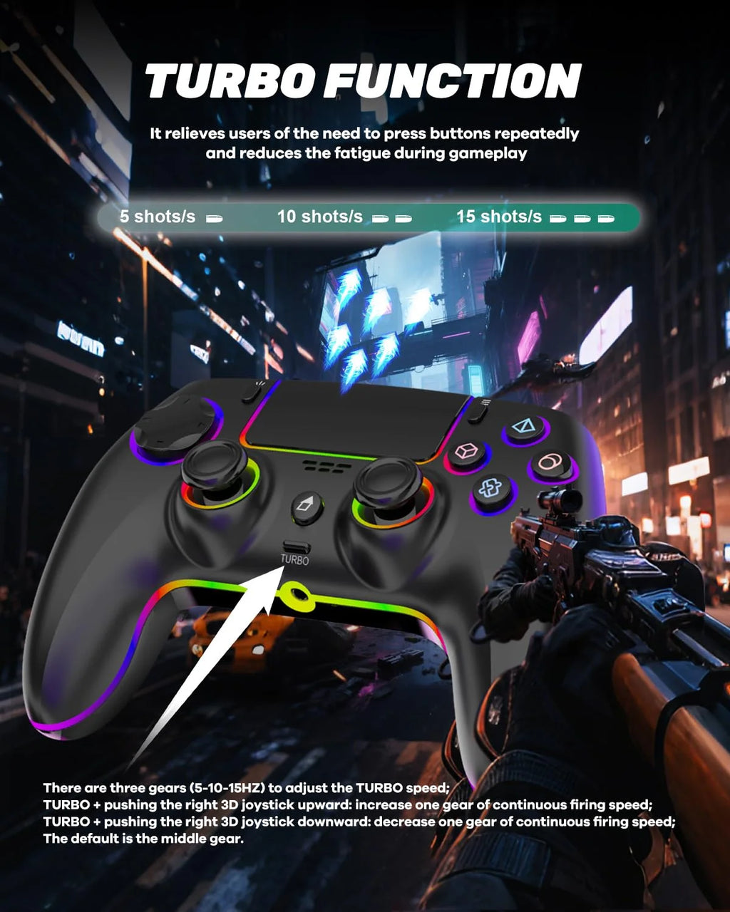 PS5 Controller,Wireless Anti-Drift Gamepad,Dual Hall Joysticks&Triggers,Macro Back Buttons,1500mAh, RGB
