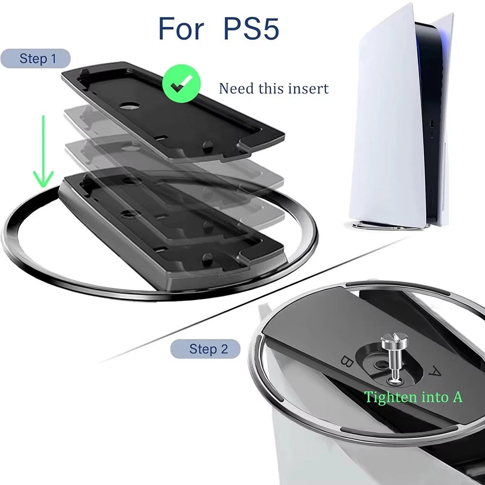 Portable Metal Vertical Stand for PS5 & PS5 Slim Digital Disk Version Anti-Slip Base Holder for Playstation 5 Pro Game Console