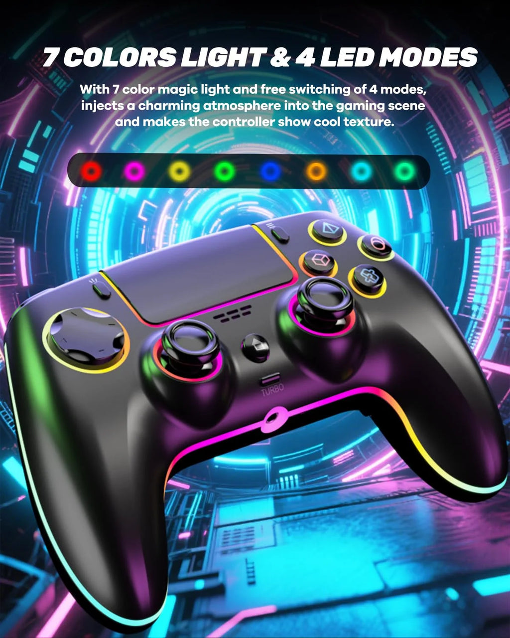 PS5 Controller,Wireless Anti-Drift Gamepad,Dual Hall Joysticks&Triggers,Macro Back Buttons,1500mAh, RGB