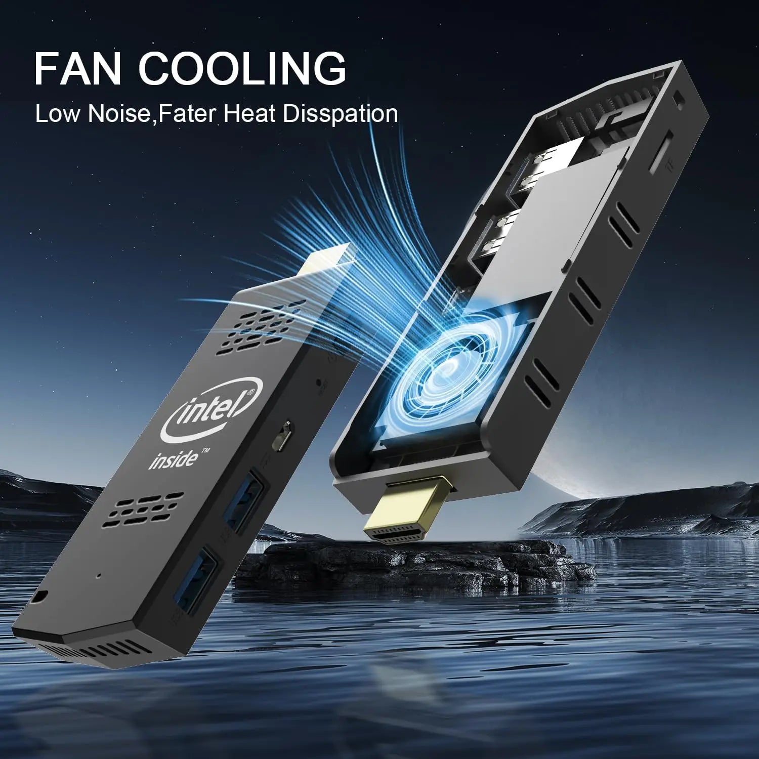 Intel W5 Pro Mini PC Computer Stick with Windows 10 Atom Z8350 4GB/8GB RAM 64GB/128GB eMMC Wi-Fi 5 Bluetooth 4.0 Built-in Fan