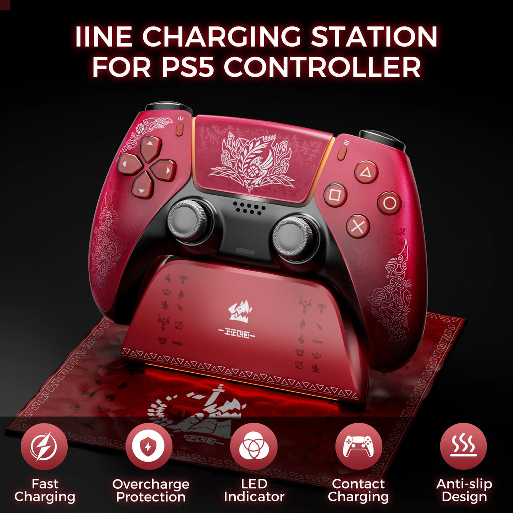 IINE CHARGING STATION FOR PS5 CONTROLLER/Anti-slip Design，LED Indicator，Overcharge Protection，Fast Charging