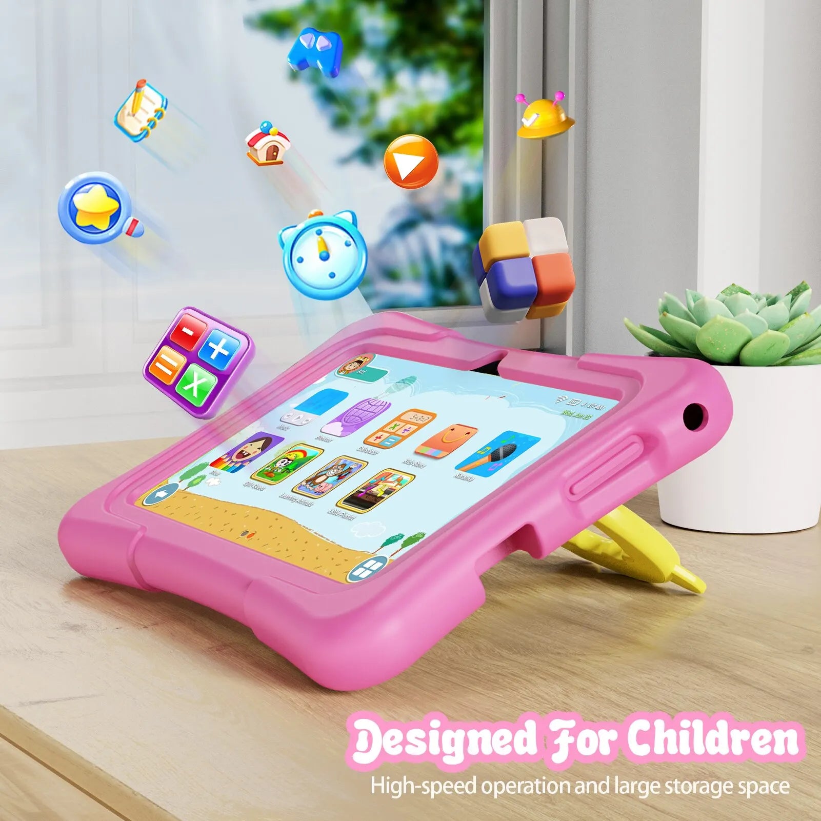 PRITOM Kids Tablet 7 Inch Android 13 32 GB WiFi Bluetooth Dual Camera Educational Software Installed with Proof Case